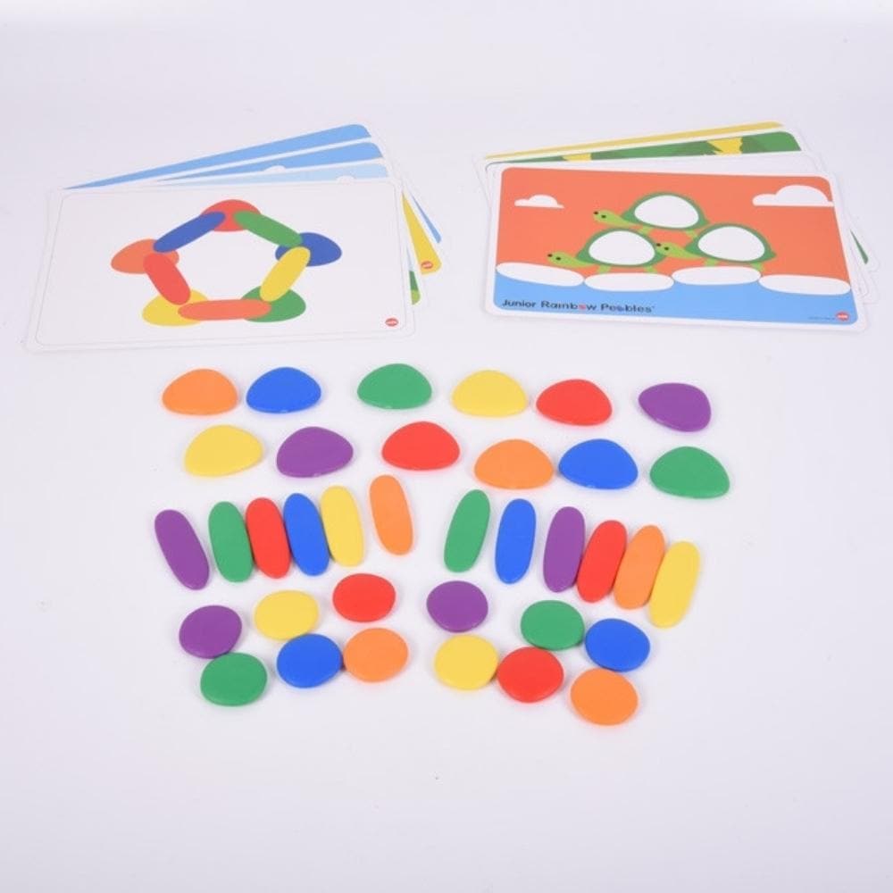 Junior Rainbow Pebbles Activity Set - Pk44, The Junior Rainbow Pebbles® Activity Set is an attractive and appealing resource! In six vibrant colours, the Junior Rainbow Pebbles are a great tool for children to learn about basic counting and sorting, number concept, measurement, balance, creation and promote fine motor skills and more.The Junior Rainbow Pebbles Activity Set supports the following areas of learning: Physical Development - motor skills Personal Development - sensory, collaborative play Underst