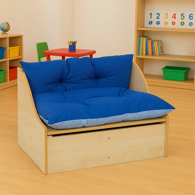 Junior Reading Corner Sofa with Blue Cushion-Junior Reading Corner Sofa with Blue Cushion