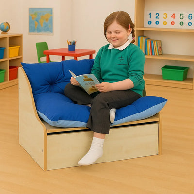 Junior Reading Corner Sofa with Blue Cushion-Junior Reading Corner Sofa with Blue Cushion