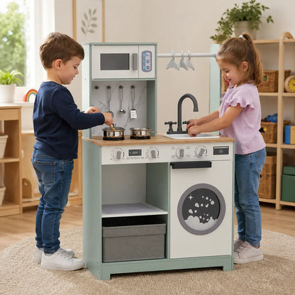 Children using the Kids Pretend Play Kitchen in an early years classroom
