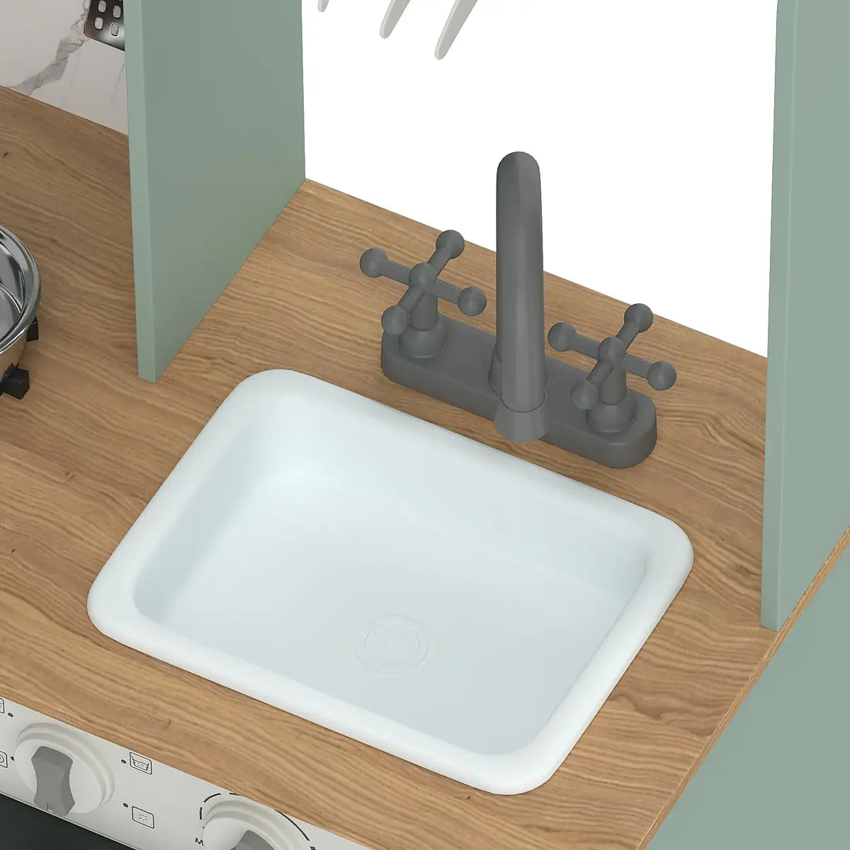 Sink and tap on the Kids Pretend Play Kitchen