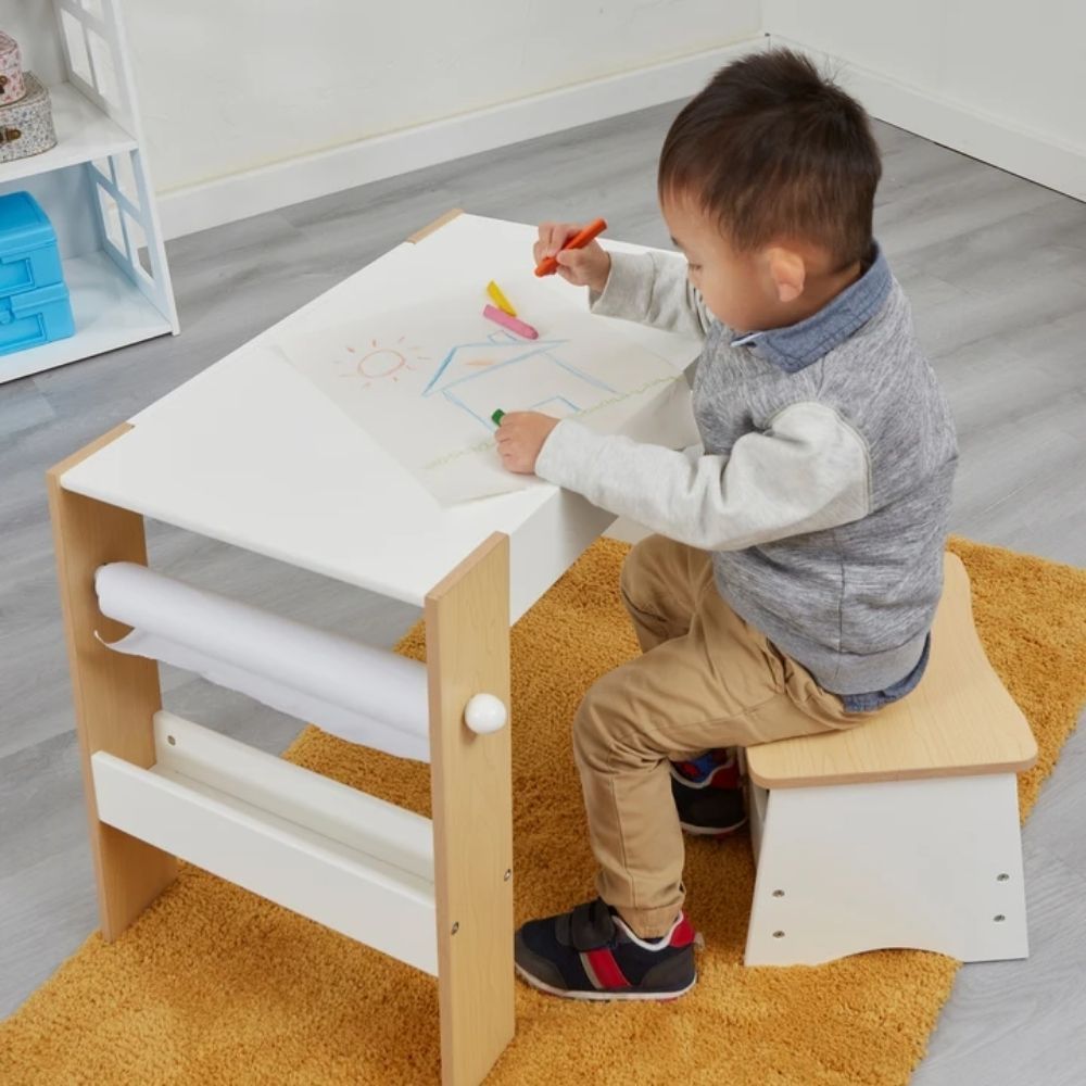 Kids Play Table and Stool Set, Calling all children who love to draw and paint, this Kids Play Table and Stool set is for you. Drawing and painting have never been easier with our table and stool set. The all-round design of this kids play table makes it is a very useful piece of furniture that combines both storage and play for your child. The Kids Play Table and Stool set offers a multi-functional space that encourages creativity, learning, and organization in your child's daily activities. Here's a break