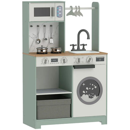 Kids Pretend Play Kitchen with Laundry Centre and Accessories on white background
