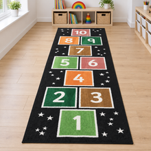 Kinder Number Hopscotch Runner Carpet in a naturally lit early years setting without children – view 1