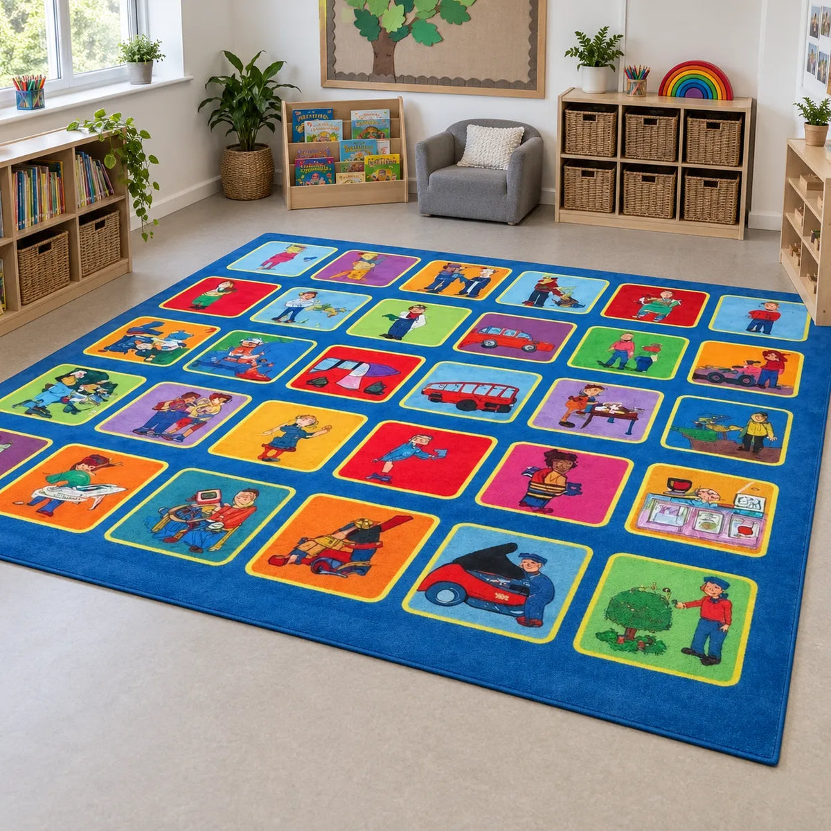 Kinder Occupations Placement Carpet in reading area without children
