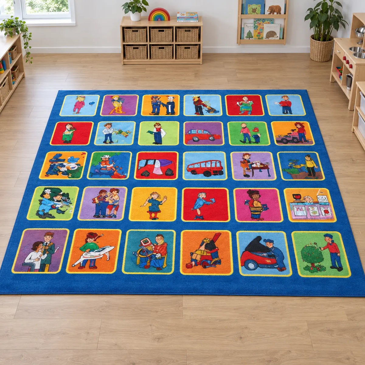 Kinder Occupations Placement Carpet in classroom without children