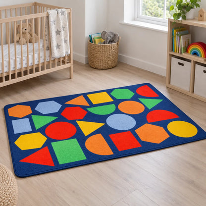 Kinder Primary Geometric Nursery Rug in nursery without children