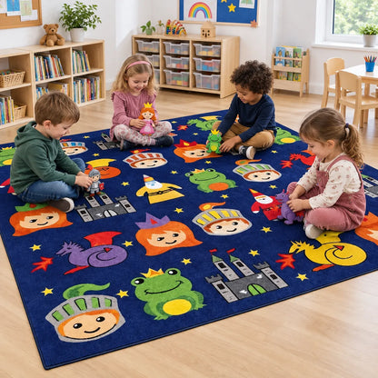 Children using story figures on Kinder Story Time Carpet