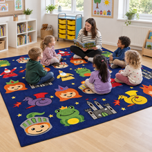 Children enjoying story time on Kinder Story Time Carpet