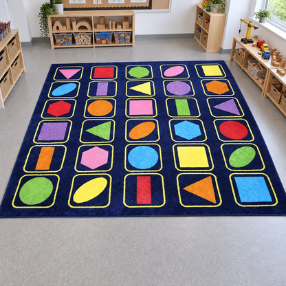 Kindercolour Geometric Shapes Carpet in play area without children