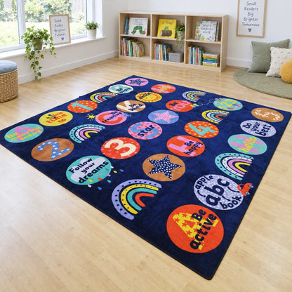 KinderColour Positivity Wellbeing Placement Carpet in reading area without children