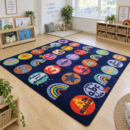 KinderColour Positivity Wellbeing Placement Carpet in story area without children