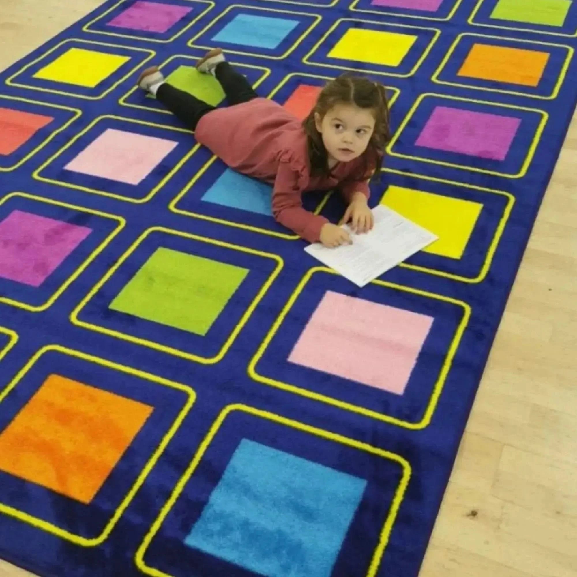 KinderColour Squares Placement Carpet 3 x 2 metre-KinderColour Squares Placement Carpet 3 x 2 metre