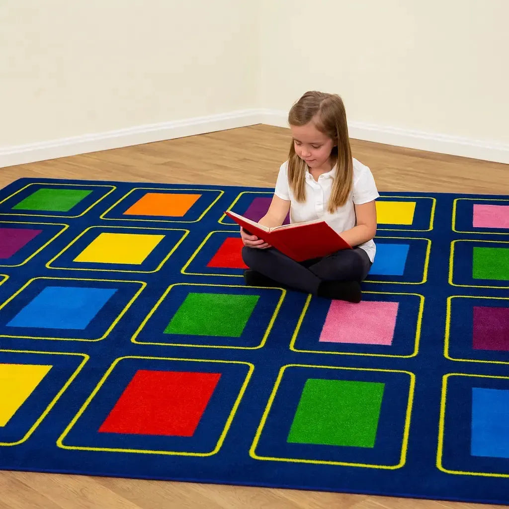 KinderColour Squares Placement Carpet 3 x 2 metre, Classroom placement ...