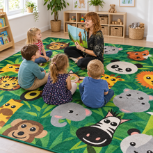 Kinder Wild Animals Carpet 3 x 3 metre lifestyle image 1 of 8 with children
