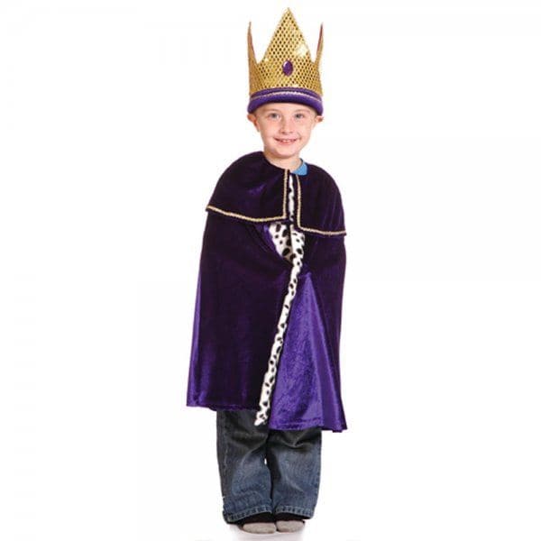 King Casper Costume, Introducing our Best Selling Children's King Costume! Whether your little one needs it for a history project, make-believe play, a nativity scene, or simply to feel like the ruler of their own castle, this costume is the perfect choice. Made with high-quality velour, the set includes a majestic cloak and a regal crown, both designed to make your child feel like true royalty. The velour material is not only soft and comfortable but also gives an authentic and luxurious look to the outfit