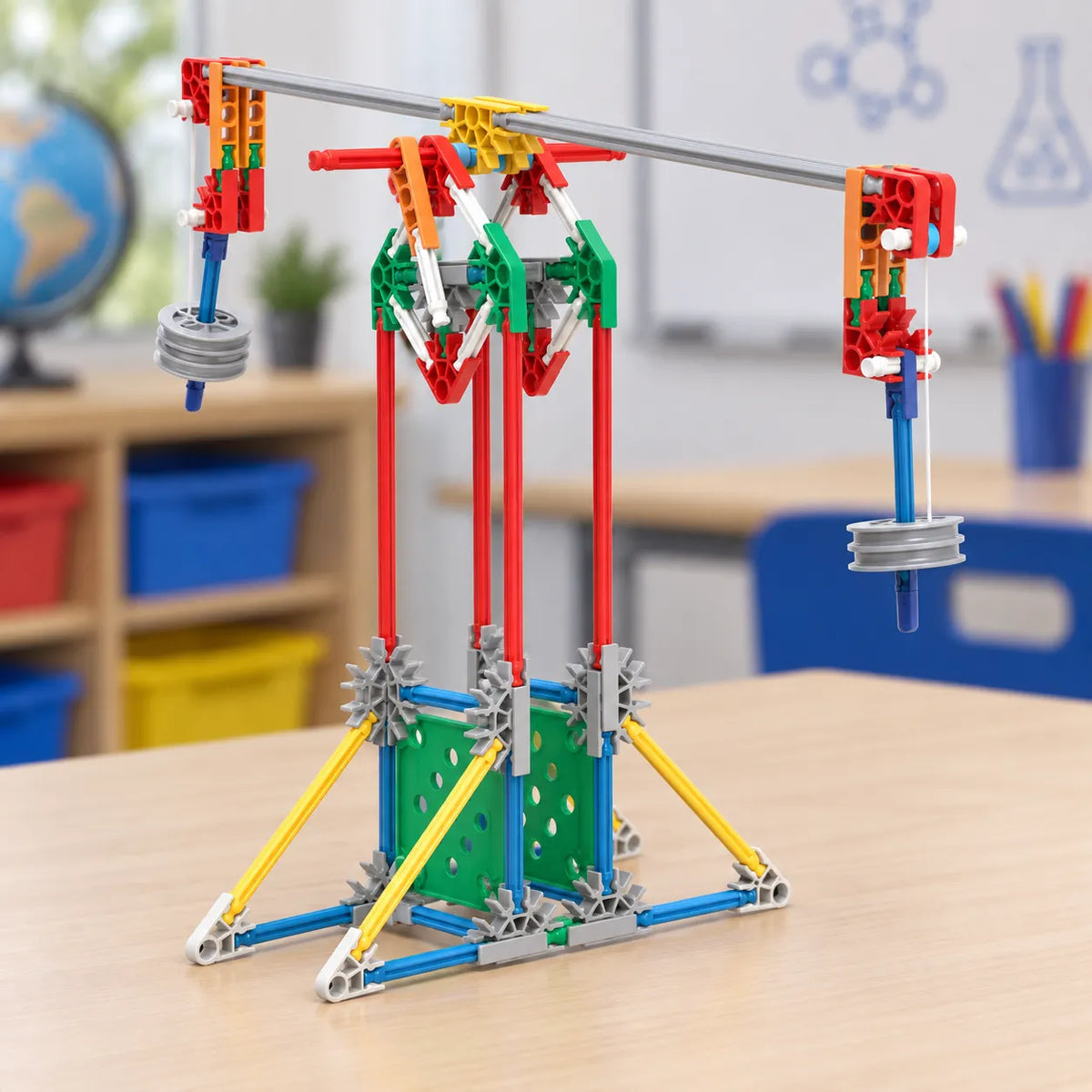 Assembled K'NEX Levers and Pulleys model