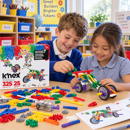 Children building with K'NEX Motorised Creations