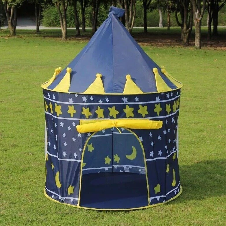 Knight Castle Tent, This knight castle play tent is ideal for indoor or outdoor use. It has a doorway opening with tie back door and is quick and easy to assemble. Lightweight and compact to store, this tent would be ideal for all. Little warriors will feel right at home inside this ancient fortress tent. A fantastic gift for imaginative little ones, this goes just right inside their playroom and will inspire endless hours of make believe fun. Easy and quick to assemble Folds flat for easy compact storage S