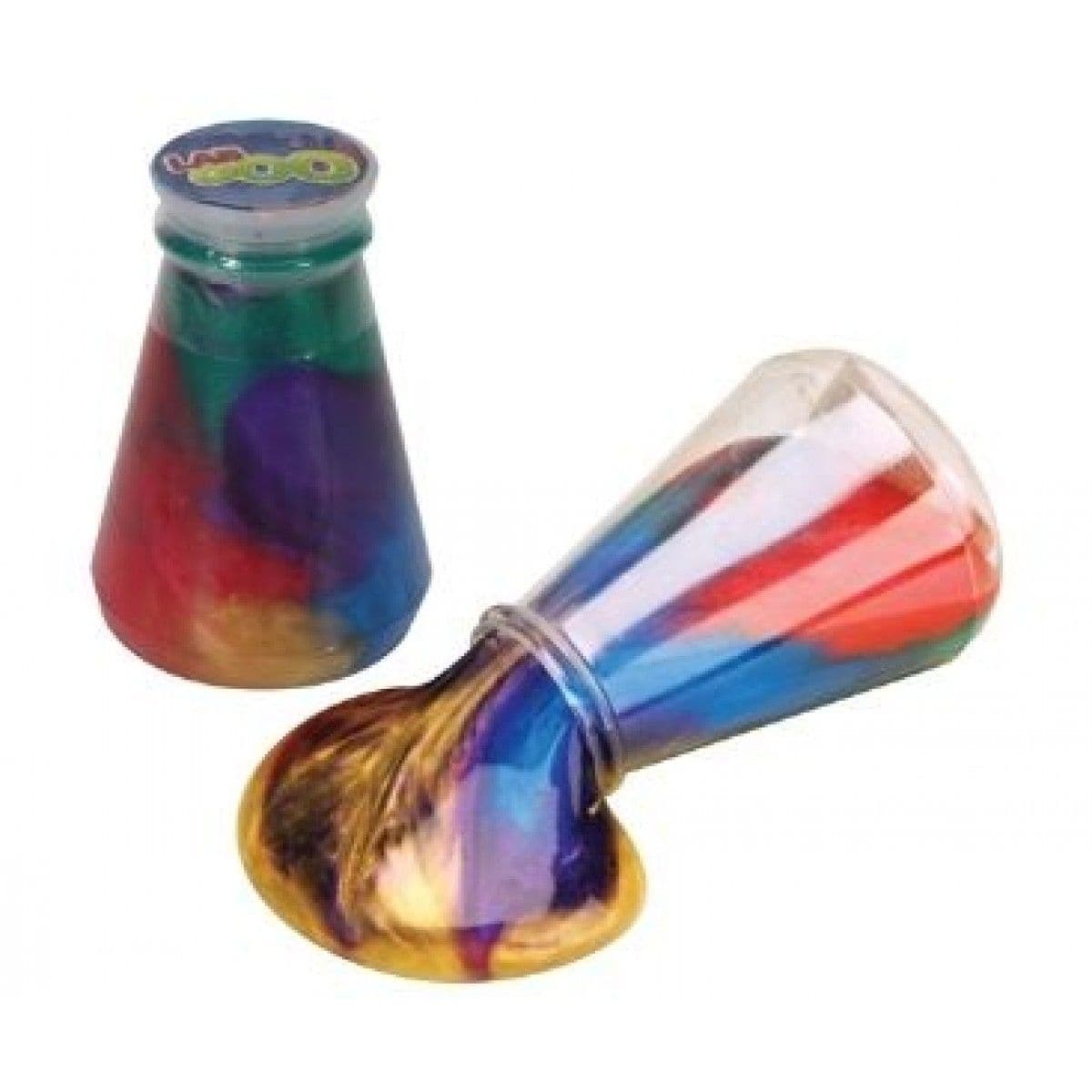 Labgoo Rainbow Slime, This flask of Labgoo Rainbow Slime is filled with all the colours of the rainbow! Great for sensory play any time of the year and perfect for parents who do not want the mess of making slime in their kitchen! This amazing metallic Labgoo slime is multicoloured and comes in a little conical flask. Plus it looks super cool with its swirly vibrant colors and a hint of cosmic shimmer. For a trip to the outer reaches of stress relief fun, get some out-of-this-world space putty today. Colour