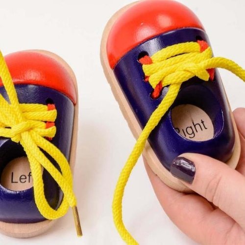 Lacing Shoes, Introducing our premium Wooden Shoe Lacing Toy, the perfect size toy designed to help kids learn the essential skill of shoe-lacing and tying in a fun and engaging way! This educational toy is bound to bring a sense of fulfillment and accomplishment to your child as they master this essential life skill.Made with high-quality wood and vibrant colors, our Wooden Shoe Lacing Toy is not only visually appealing but also durable, ensuring countless hours of play and learning. The set includes one l