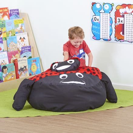 Ladybird Cushion and 15 Baby Ladybird Cushions, Within the large ladybird cushion lies a delightful surprise — unzip to discover 15 baby ladybird cushions nestled inside! Each little cushion offers a warm and cozy spot for children to sit, making group activities and collaborative learning both fun and comfortable. Size Outer Ladybird: A generous space for relaxation and play with a diameter of 100 cm and a height of 80 cm. Baby Ladybirds: Perfectly sized for little ones, each baby ladybird cushion measures