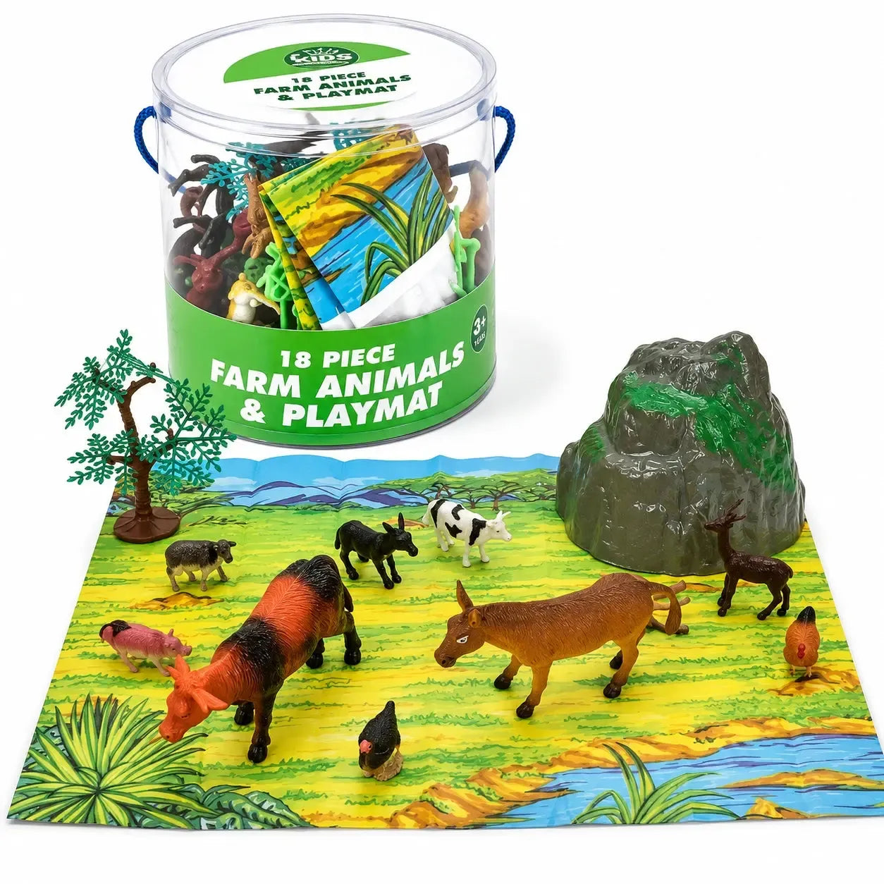 Large Animal Farm Figures and Play Mat-Large Animal Farm Figures and Play Mat