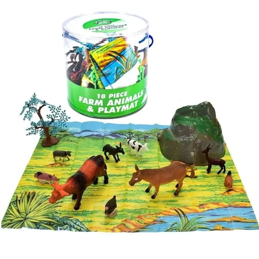 Large Animal Farm Figures and Play Mat-Large Animal Farm Figures and Play Mat
