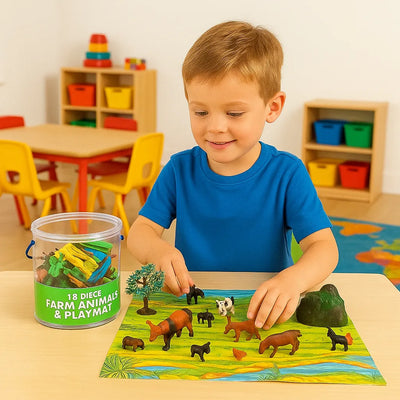 Large Animal Farm Figures and Play Mat-Large Animal Farm Figures and Play Mat