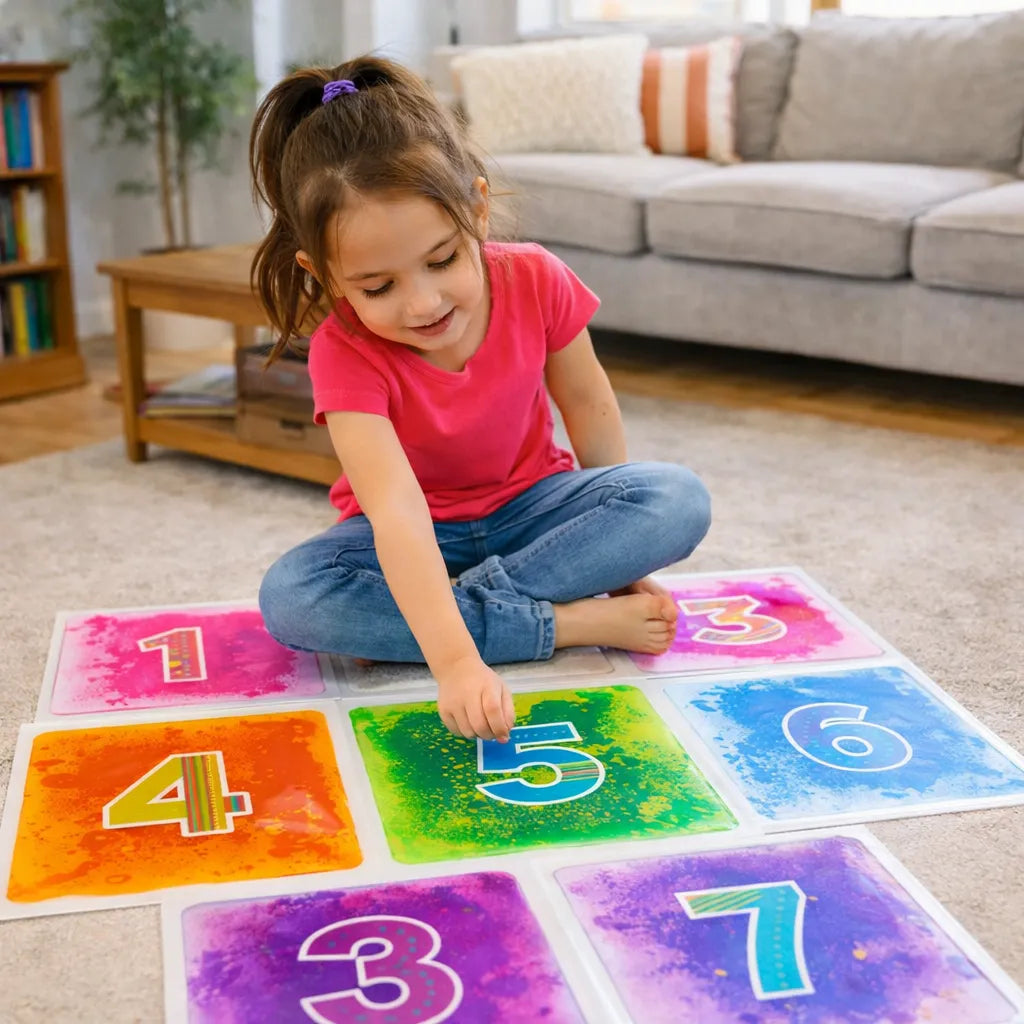 Large Liquid Floor Tiles for Hopscotch and Number Learning-Large Liquid Floor Tiles for Hopscotch and Number Learning