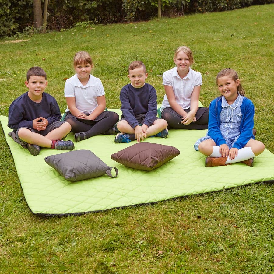 Large Outdoor Mats L200 x W200cm - Aqua, These Large Outdoor Mats provide an ideal place to sit at story time. Pair with outdoor cushions for an incredibly comfortable learning area. The Large outdoor mat can be conveniently rolled and secured with hook and loop when not in use. Just wipe down the fabric on the Large Outdoor Mats and keep it clean with ease. Fun and stylish coming in a choice of 8 colours including Red, Turquoise, Lime Yellow, Orange, Purple, Green and Brown. Size 200 x 200cm., , 