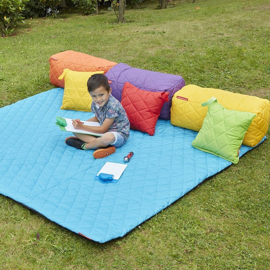 Large Outdoor Mats L200 x W200cm - Lime, These Large Outdoor Mats provide an ideal place to sit at story time. Pair with outdoor cushions for an incredibly comfortable learning area. The Large outdoor mat can be conveniently rolled and secured with hook and loop when not in use. Just wipe down the fabric on the Large Outdoor Mats and keep it clean with ease. Fun and stylish coming in a choice of 8 colours including Red, Turquoise, Lime Yellow, Orange, Purple, Green and Brown. Size 200 x 200cm., , 