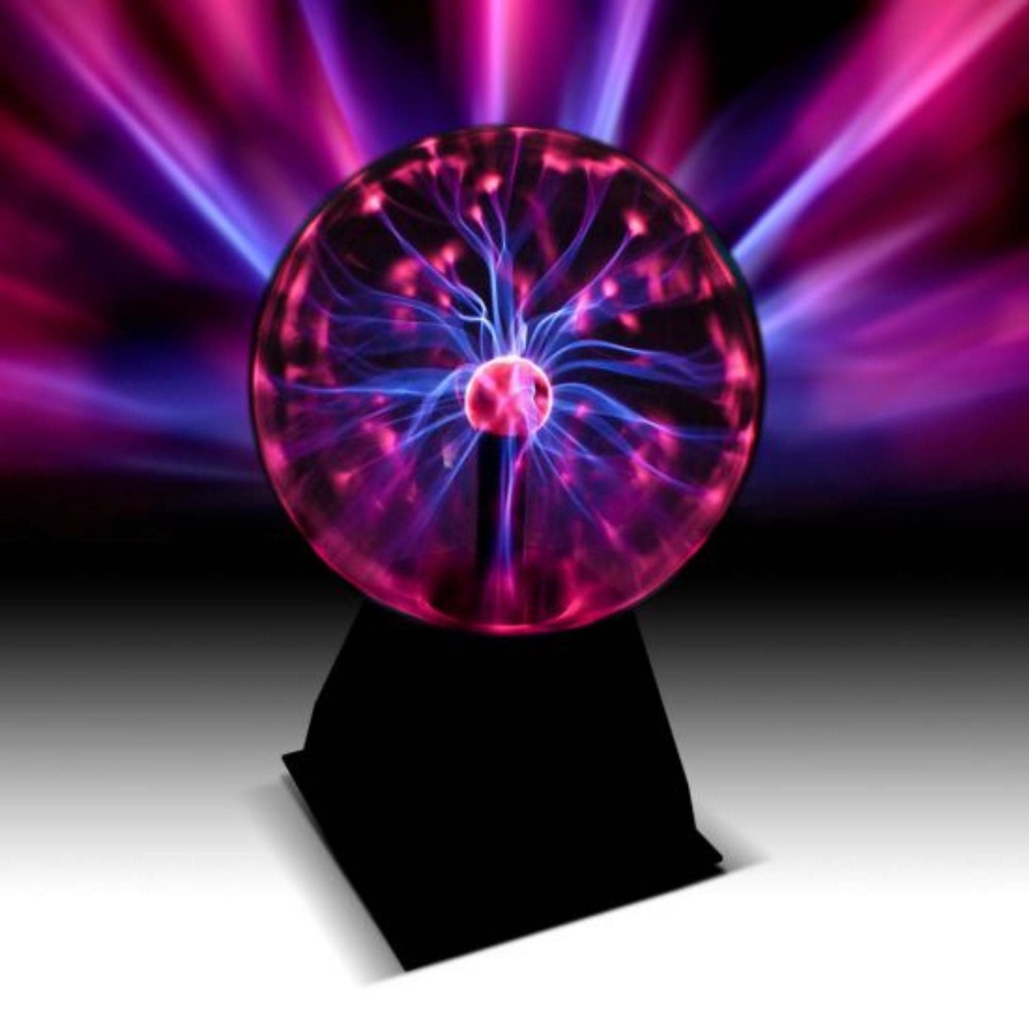 Large Plasma Ball, Like something from Doctor Frankenstein’s lab, this Large Plasma Ball lighting effect puts the power of lightning at your fingertips. Move your fingers along the outside of the Large Plasma ball and watch as the lightning streaks react to your touch and move inside the Plasma ball. As fun as the plasma ball is to play with, it is also makes a great visual effect in your home or bedroom. Simply connect the 12V 1A power supply to the plasma ball and connect it into the mains wall socket. Fl