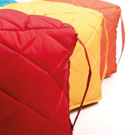 Large Quilted Bean Bag Cubes Set of 4, These Large Quilted Bean Bag Cubes Set of 4 are the ultimate in economical and practical seating. The Large Quilted Bean Bag Cubes are bean filled, covered in a comfy quilted fabric and are supplied as a set of 4. The Large Quilted Bean Bag Cubes are perfect for children that are Key stage 1 or Key stage 2. Large Quilted Bean Bag Cubes Set of 4 U.K.Manufactured Manufactured with wipe clean fabric, can be used indoor or outdoor. Dimensions of each beancube: 450 x 450 x 