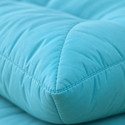 Aqua Large Quilted Cushion — quilted material and seam detail