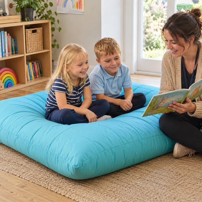 Aqua Large Quilted Cushion — nursery storytime