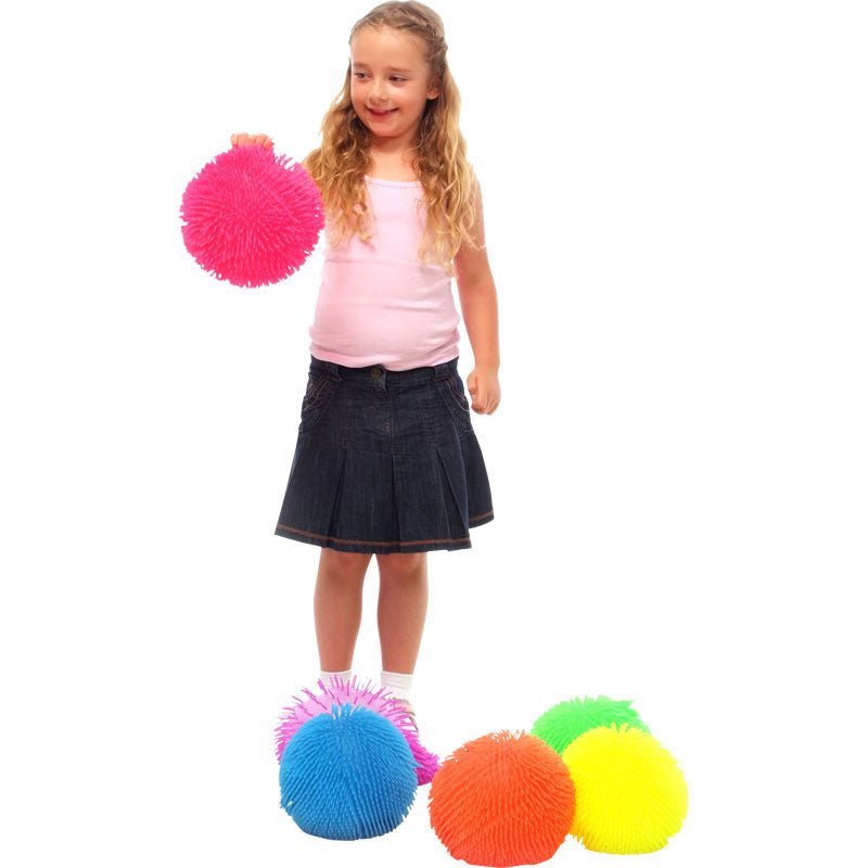 Large Spikey Puffer Ball, Introducing the Ultra-Fun Spikey Sensory Puffer Ball, a delightful, colourful, and tactile stress reliever designed to engage and soothe. It’s an ideal companion for children with Special Educational Needs and those experiencing sensory difficulties, but equally enjoyable for all kids! 🌈 Key Features: Texture & Size: 9" large puffer ball with smooth, spikey texture, a joy to squeeze and play with. Versatile Fun: Stretchy and soft, this puffer ball can be squeezed, thrown, and caugh