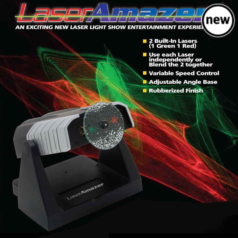 Laser Amazer, Give your sensory room a much needed boost with this Laser Amazer, which creates Green and Red effects across the walls and ceilings creating a super atmosphere. The lasers within the Laser Amazer move independently and can be operated to move at varying speeds, so you can get them to alter their speed according to the music or sound inside the room. The Laser Amazer gives you a spectacular sensory lighting show. This Laser Amazer also comes with 3D effects and is powerful enough to light up a