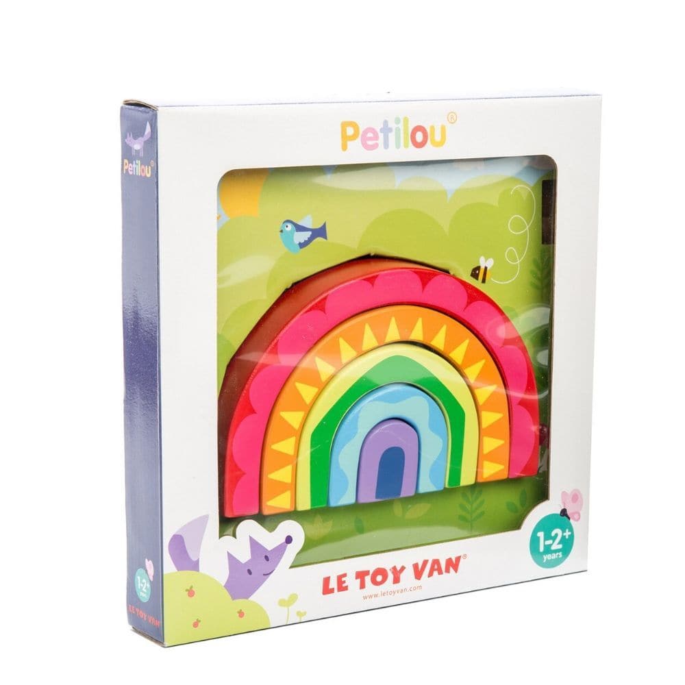 Le Toy Van Rainbow Tunnel, The Le Toy Van Rainbow Tunnel is a beautiful 5 piece rainbow tunnel toy made out of solid plywood for endless creative play. The Colourful design helps develop colour recognition and stimulates imagination in a fun and engaging way. The Le Toy Van Rainbow Tunnel is a versatile and educational toy that offers a multitude of benefits for young children. Le Toy Van Rainbow Tunnel Features: Material: Made from sustainable rubberwood, which is not only durable but also eco-friendly. De