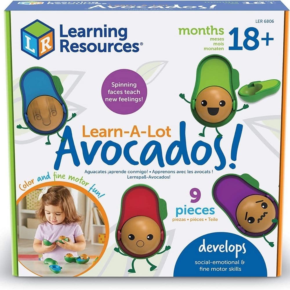Learn A Lot Avocados, There’s a different emotion in every roll with these brightly coloured avocados designed to help teach children about emotions and feelings. Each Learn A Lot Avocados pops apart to reveal a rolling pit with emoji-style expressions. Use them to encourage social emotional learning (SEL), prompt conversations about feelings, and help with early learning and fine motor skills. These Learn A Lot Avocados have feelings and are ready to teach young children about emotions and more. Roll the p