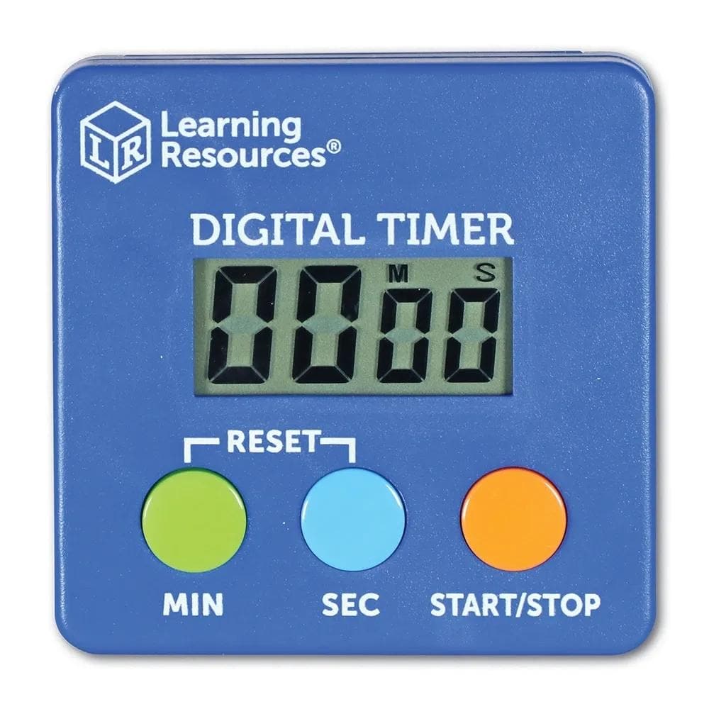 Learning Resources Digital Timer, This unique digital timer counts up or down 1 - 100 minutes with a magnetic clip on the back. Easy to operate! Can stand alone, be clipped to a belt, or hung. This Learning Resources Digital Timer is great for speech and debate classes, mock trials, sporting events, or anywhere accurate timing in required. Easy-to-use Digital Timer features Start/Stop and reset buttons Timer will count up or down from 1 to 100 Digital display is clear and easy-to-read Timer can be displayed
