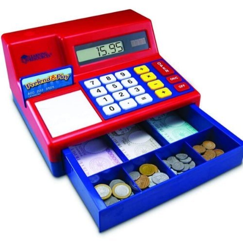 Learning Resources Pretend & Play Cash Register, Bring the world of commerce right into your home or classroom with the award-winning Learning Resources Pretend & Play Cash Register. This robust and interactive toy cash register not only fuels imaginative play but also serves as an excellent tool for introducing early maths skills. Designed with children in mind, the Pretend & Play Cash Register features oversized buttons and a large digital display, making it simple and fun for little hands to operate. The