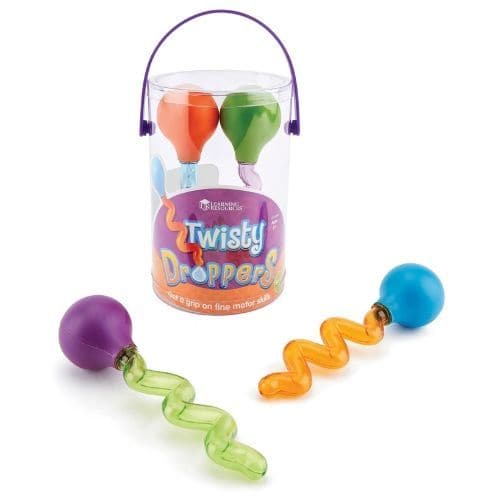 Learning Resources Twisty Droppers, With Twisty Droppers, children can develop hand and finger muscle strength and fine-motor skills during water play. This set of 4 colourful droppers can be used in science activities, mark-making exercises,Messy Play games or during self-directed play. These fun Twisty Droppers are great for developing hand strength and fine motor skills in young learners! The pipette styled droppers are great fun for use during water play and bath time and can be used for a variety of sc