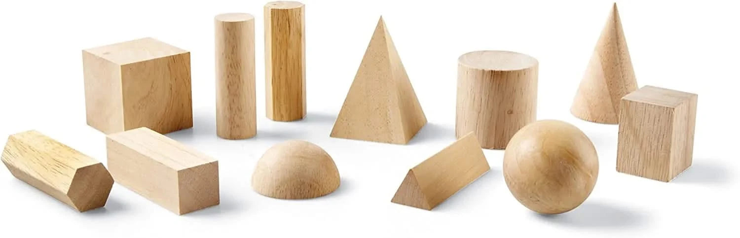 Learning Resources Wooden Geometric Solids (Set of 12)-Learning Resources Wooden Geometric Solids (Set of 12)