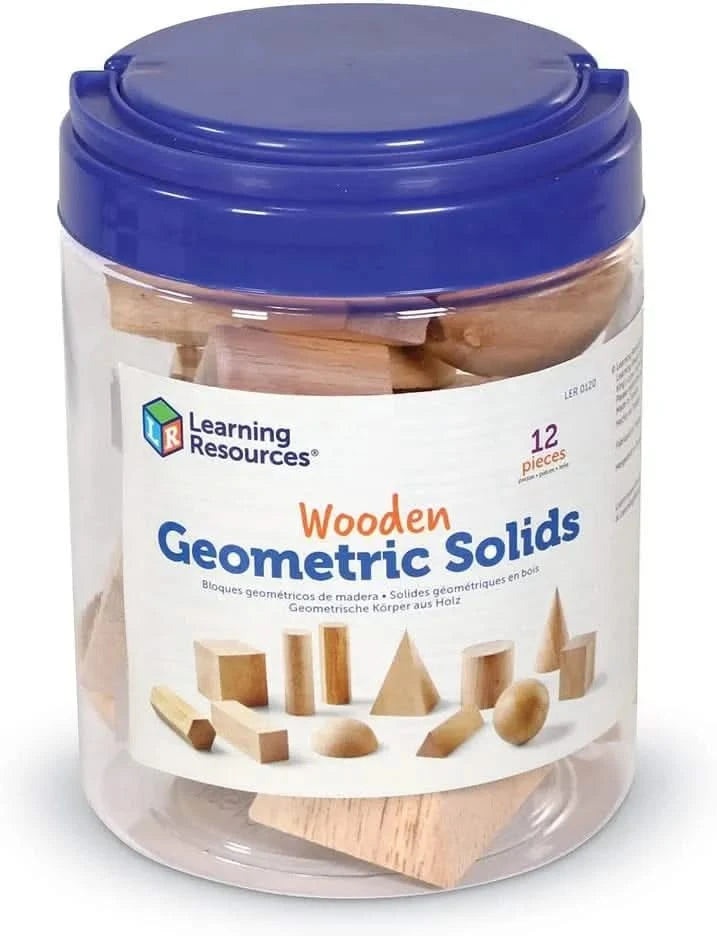 Learning Resources Wooden Geometric Solids (Set of 12)-Learning Resources Wooden Geometric Solids (Set of 12)