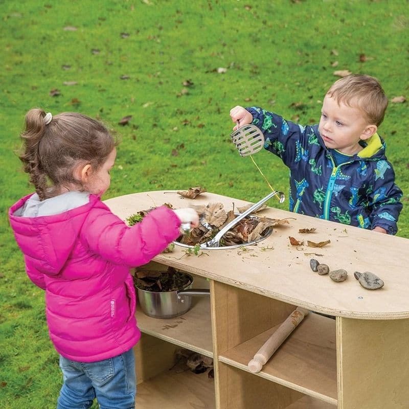 Leave Me Outdoor Mini Mess Around Kitchen - 420mm Height, The Outdoor Mess Around Kitchen from our Leave Me Outdoors Range is a brilliantly designed role-playing product that enriches your outdoor play environment. This all-weather kitchen set is a robust and practical addition that enhances children's imaginative playtime while being tough enough to withstand the elements. Leave Me Outdoor Mini Mess Around Kitchen Features: All-Weather Durability: Made from 'Outdoor Duraply,' this kitchen set is designed t
