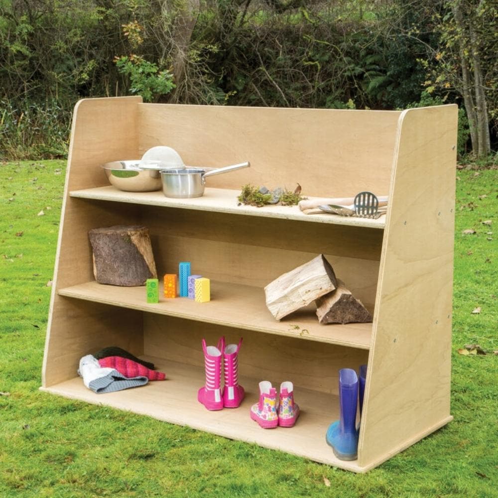 Leave Me Outdoors Classroom Storage Shelf Unit, The Leave Me Outdoors Classroom Storage Shelf Unit is a highly practical outdoor storage unit that can be kept outside. This Leave Me Outdoors Classroom Storage Shelf Unit allows you to put slightly larger items away straight on the shelves. Alternatively you could use your own baskets or trays to give you storage options for smaller items. The new 'Leave Me Outdoors' range is the best way to take the classroom outside. Every product in the range can be used a
