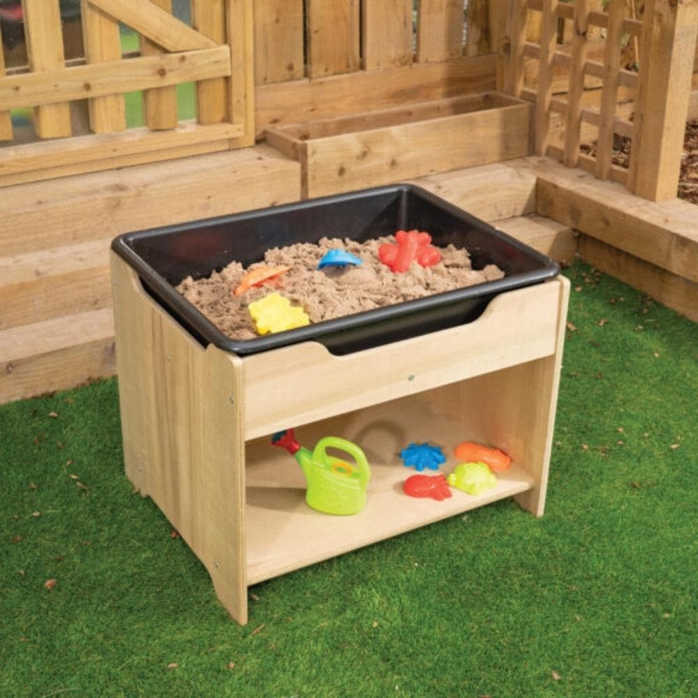 Leave Me Outdoors Low-Level Discovery Unit, An outdoor low-level discovery unit designed for under 2s, complete with a strong removeable tray that can hold water, mud, sand and other natural materials. The unit is a practical, open-ended addition to any outdoor setting, which also features a handy shelf underneath to store resources. Can be used side by side with our low-level kitchen to create a messy play zone. Ultra-durable panel for outdoor use in the most demanding conditions. Practical, open-ended add