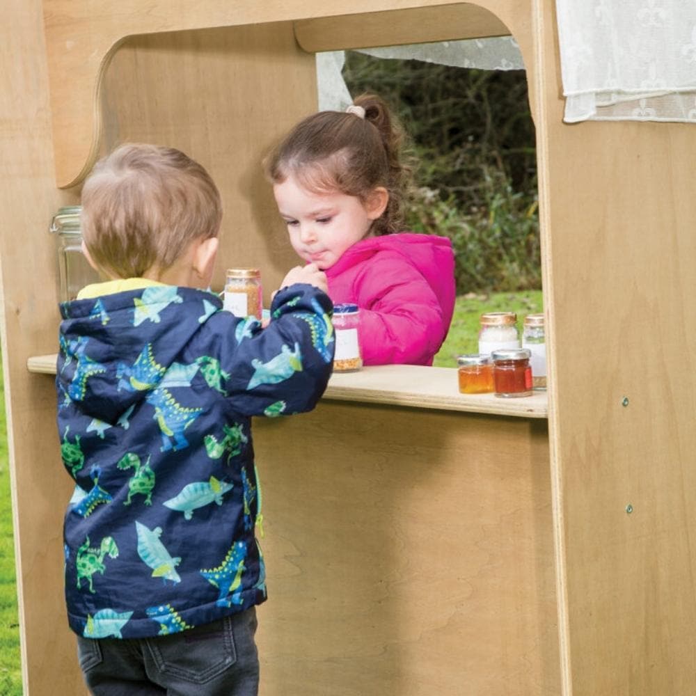 Leave Me Outdoors Role Play Booth, Ideal for group pretend play Host a Puppet Show or play shop, this outdoor resource brings the world of outdoor play to life. These outdoor role play booths will give little ones hours of pretend play fun. Why not put on a show with puppets or even use it as a pretend play shop counter. The new 'Leave Me Outdoors' range is the best way to take the classroom outside. Every product in the range can be used and left outside no matter the weather. Made from a special form of M