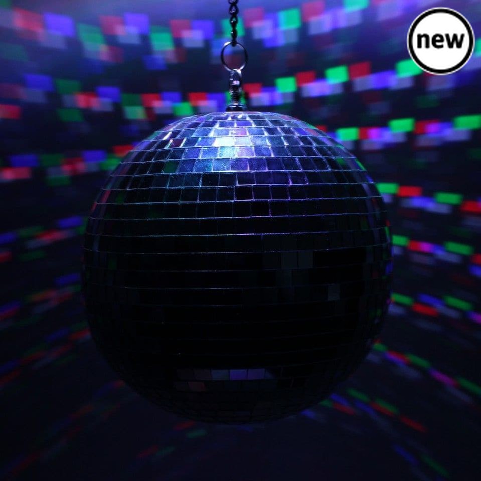 LED Mirror Ball Pendant, A complete disco light unit, this LED mirrorball pendant packs a visual punch! An 8" rotating mirrorball hangs from a ceiling pendant that's packed with colourful LEDs whose light reflects off the mirrorball onto surrounding surfaces in a riot of colour! Battery operated, this funky disco light can be placed anywhere using the hanging hook in the light unit transforming your space into a funky disco dance floor wherever you are! LED disco mirrorball pendant Red, blue and green LEDs 